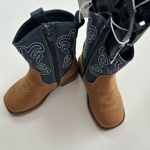 Kids Size 5 Brown and Blue Cowboy Boots